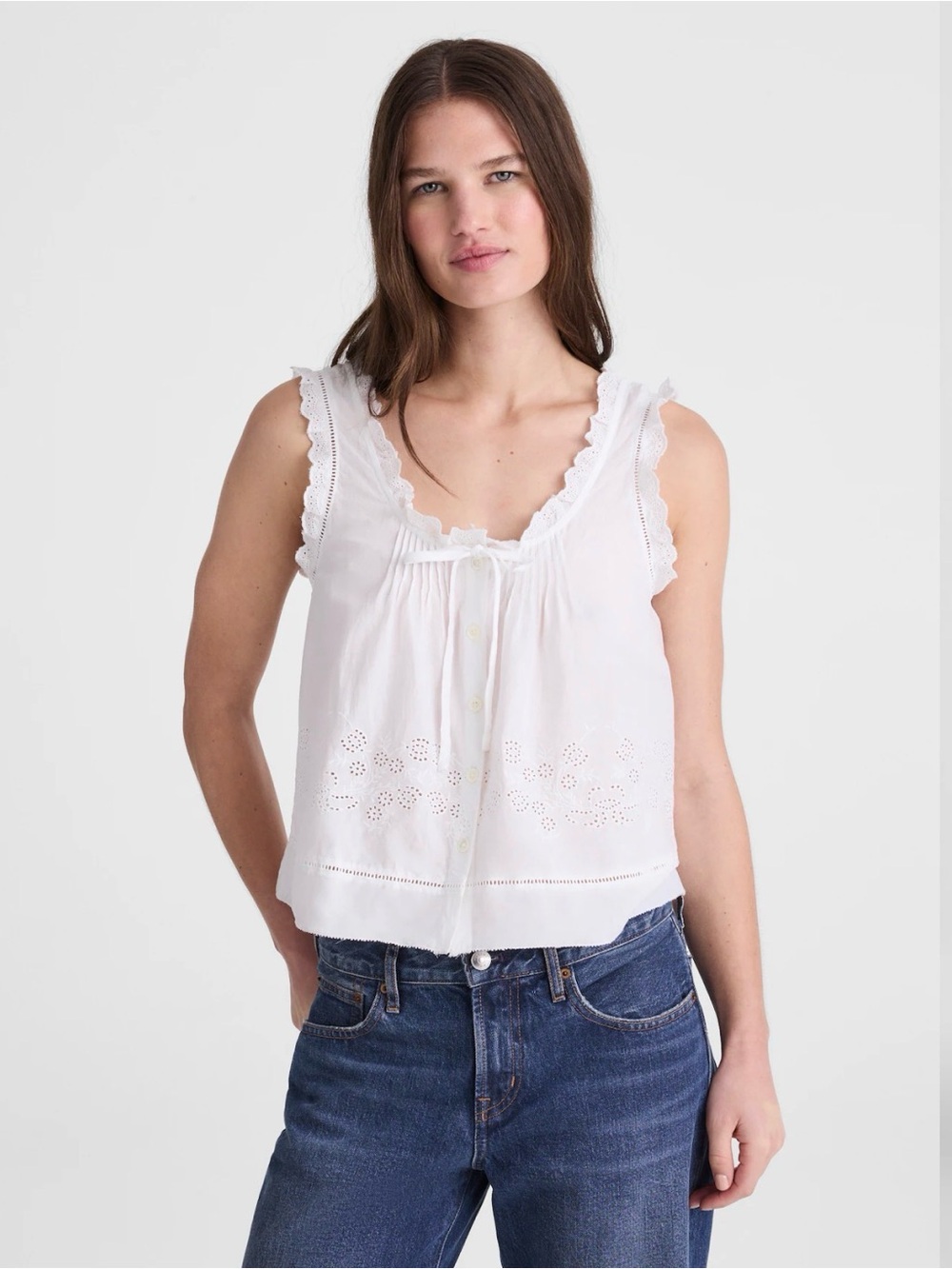 NWT Madewell The Leah Eyelet Lace Ruffle Top Sz S $88